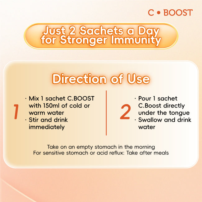 C.Boost Botanical Beverage Mix Orange with Vitamin C, Tiger Milk Mushroom Honeysuckle Flower and Zinc
