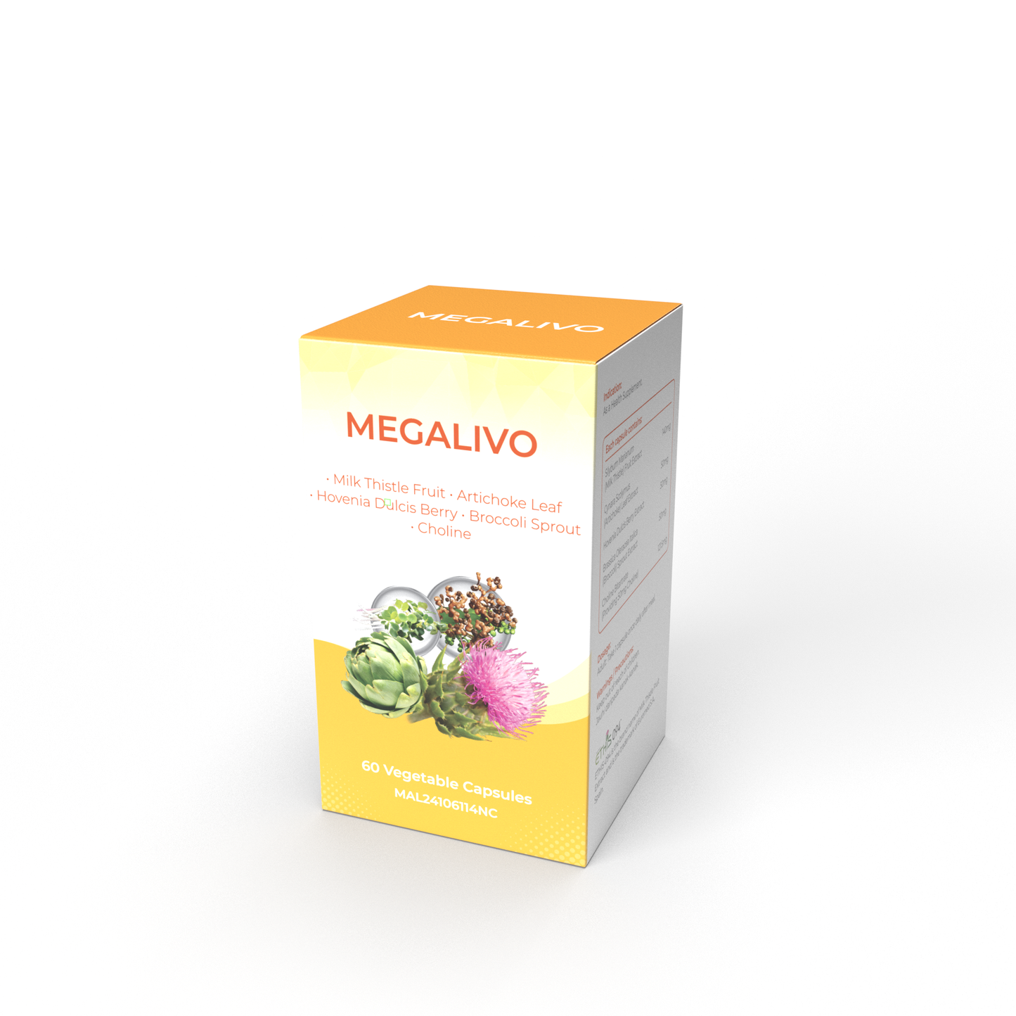 MEGALIVO MILK THISTLE, ARTICHOKE, BROCCOLI SPROUT EXTRACT AND CHOLINE
