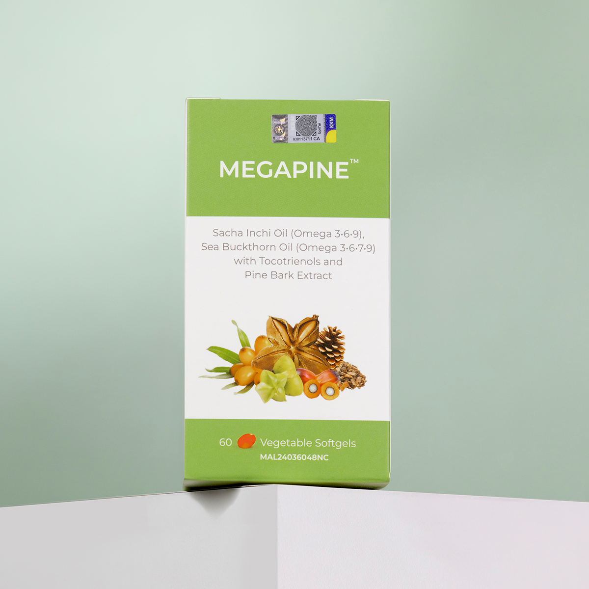 MEGAPINE (Omega 3•6•7•9) Sacha Inchi Oil, Sea Buckthorn Oil with Tocotrienols and Pine Bark Extract