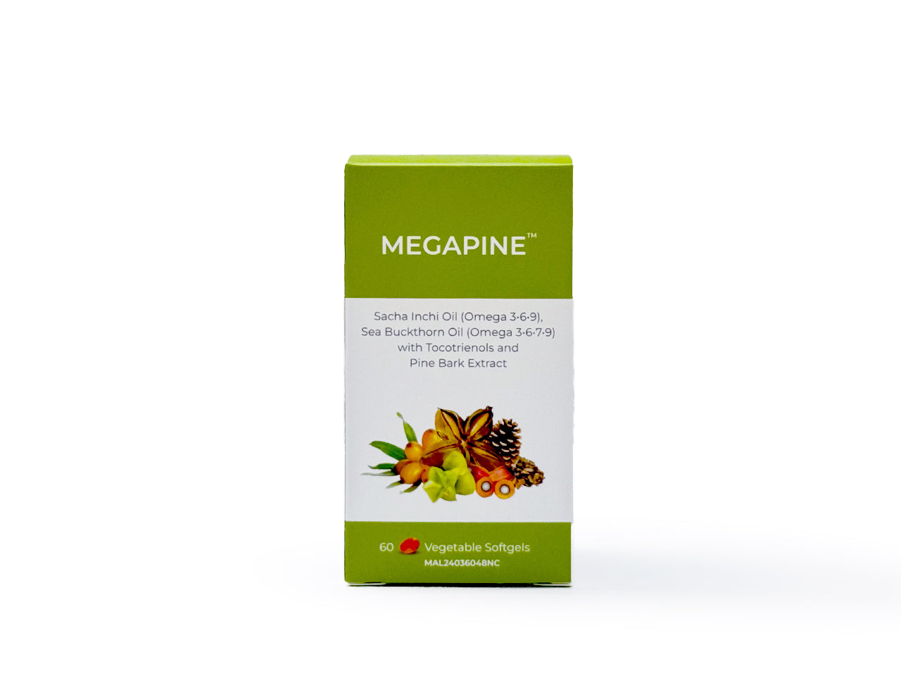 MEGAPINE (Omega 3•6•7•9) Sacha Inchi Oil, Sea Buckthorn Oil with Tocot ...